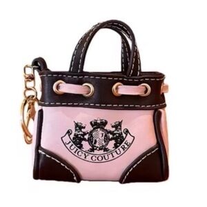 Juicy Couture Pink and Black Mini Tote Key & Card Holder Charm